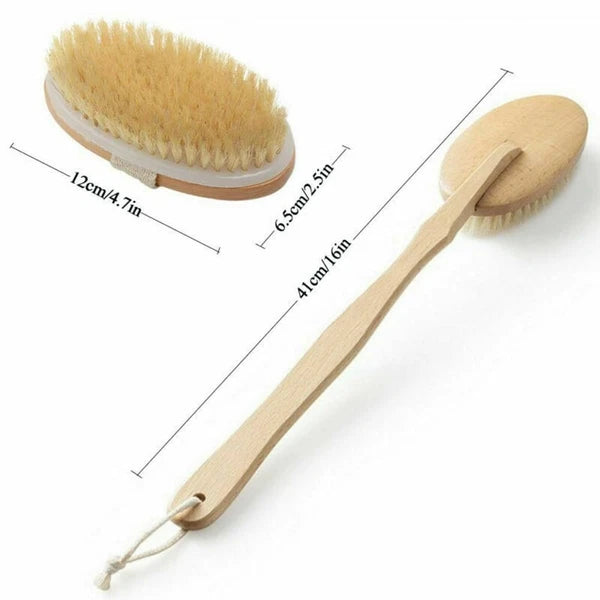 Premium Natural Bristle Bath Shower Body Back Cleaning Tool Spa Scrubber Brush