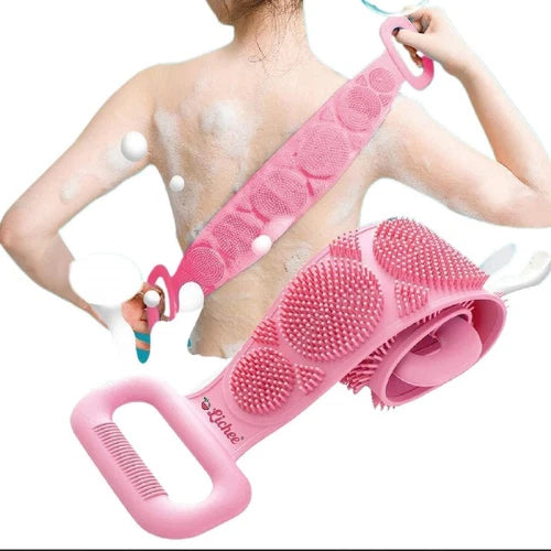 Silicone Body Back Scrubber Double Side Bathing Brush for Skin Deep Cleaning