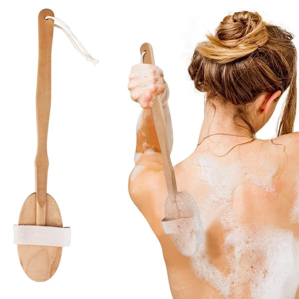 Premium Dry Skin Brush - Natural Bristle Wooden Scrubber for Spa & Shower Use US