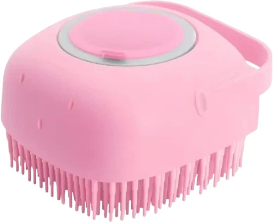 Silicone Pet Brush Massage Bath Brush for Dogs Cat Scrubber Shampoo Dispenser UK