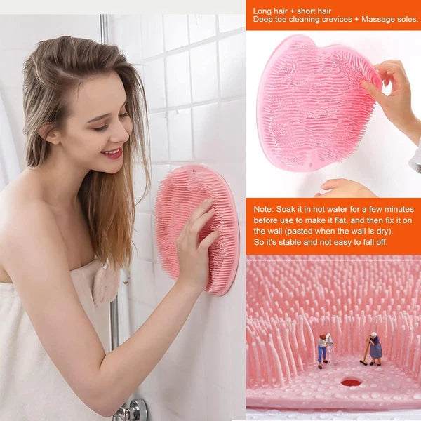 Shower Foot Back Scrubber Massage Pad Body Bath Soft Brush Mat Cleaning Bathroom