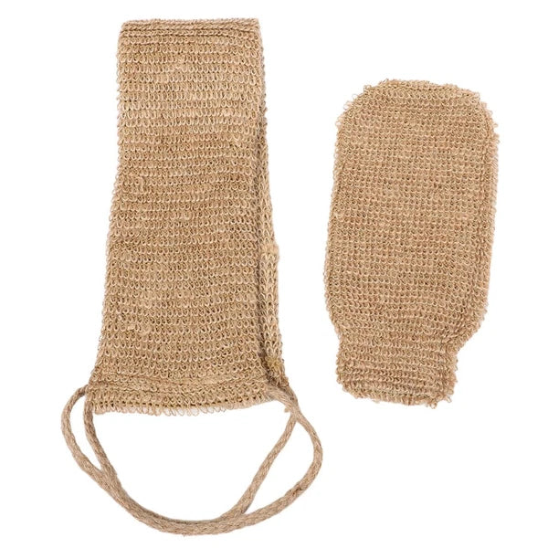 2 Pcs Back Rub and Bath Brush Cleaning Glove Body Exfoliator Scrubber Loofah