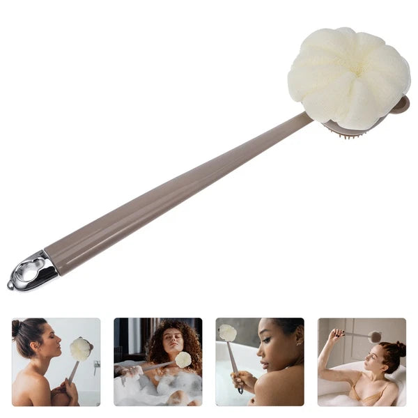 Long Handle Bath Brush Dual Sided Body Scrubber for Gentle Cleaning in Shower