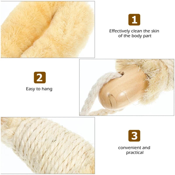 Sisal Shower Brush Body Exfoliator Scrubber Back with Handle Handheld Bath