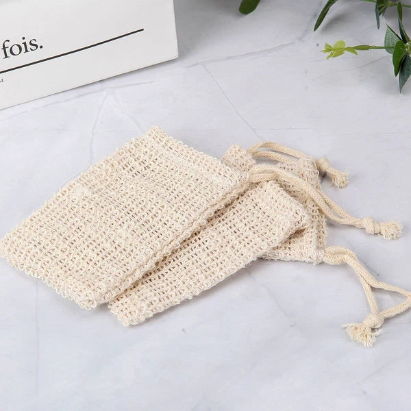 10/20x Natural Sisal Soap Bag Soap Saver Net Mesh Exfoliator Foaming Pouch Soft