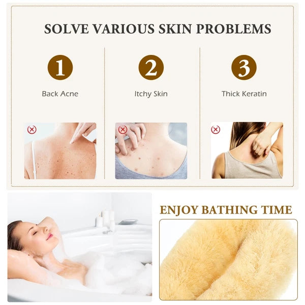 Sisal Shower Brush Body Exfoliator Scrubber Back with Handle Handheld Bath