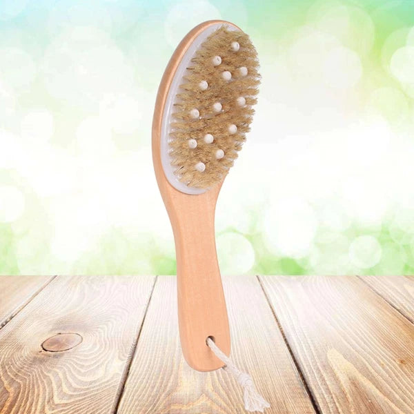 1pc Wood Handle Bath Body Brush Bristle Brush Exfoliating Back Scrubber Shower