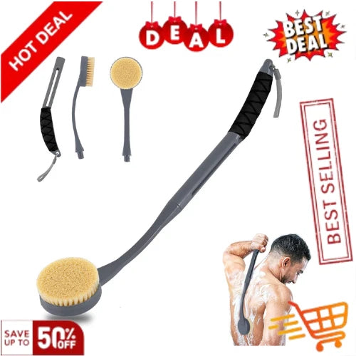 Back Scrubber for Shower,20.5" Bath Brush Long Handle for Deep Cleaning (Grey)