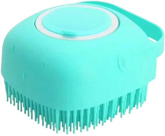 Silicone Pet Brush Massage Bath Brush for Dogs Cat Scrubber Shampoo Dispenser UK