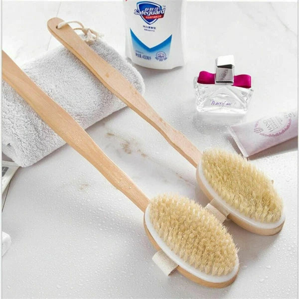 Premium Natural Bristle Bath Shower Body Back Cleaning Tool Spa Scrubber Brush