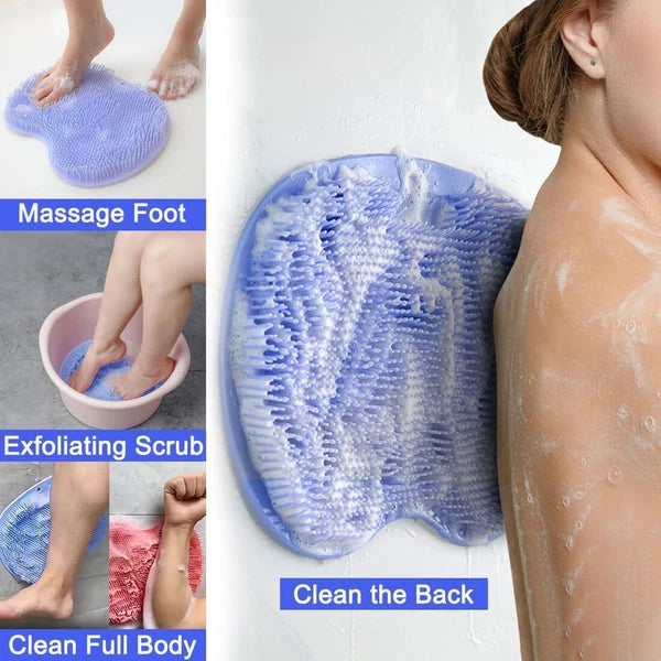 Shower Foot Back Scrubber Massage Pad Body Bath Soft Brush Mat Cleaning Bathroom