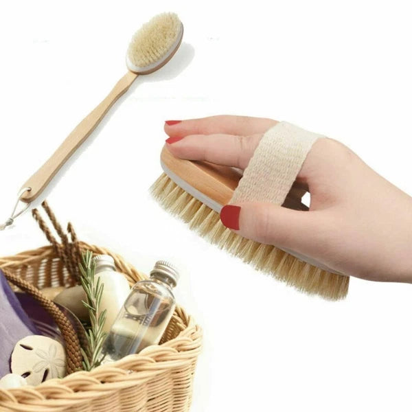 Premium Natural Bristle Bath Shower Body Back Cleaning Tool Spa Scrubber Brush