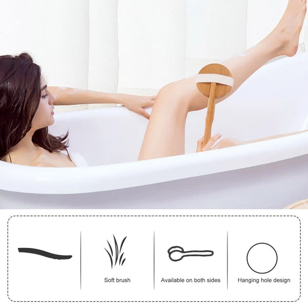Removable Bath Brush Elderly Back Scrubber for Shower Exfoliating